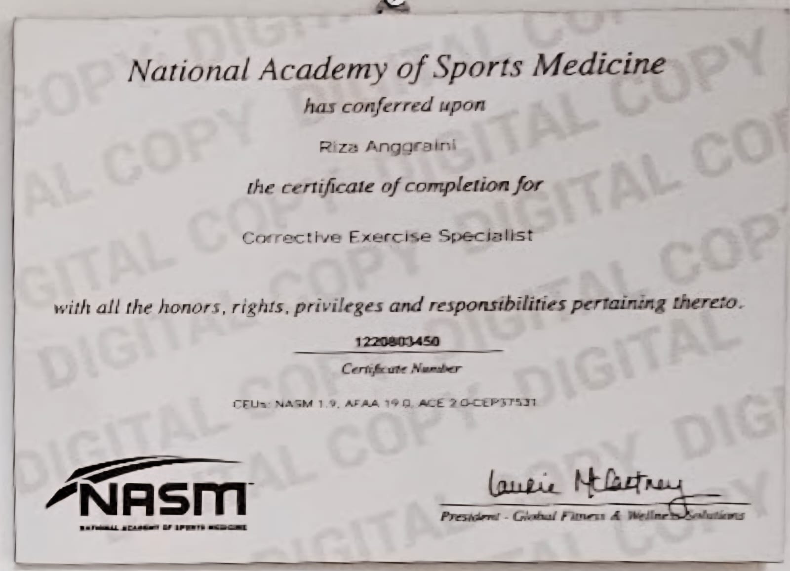 Sertifikat NASM Corrective Exercise Specialist
